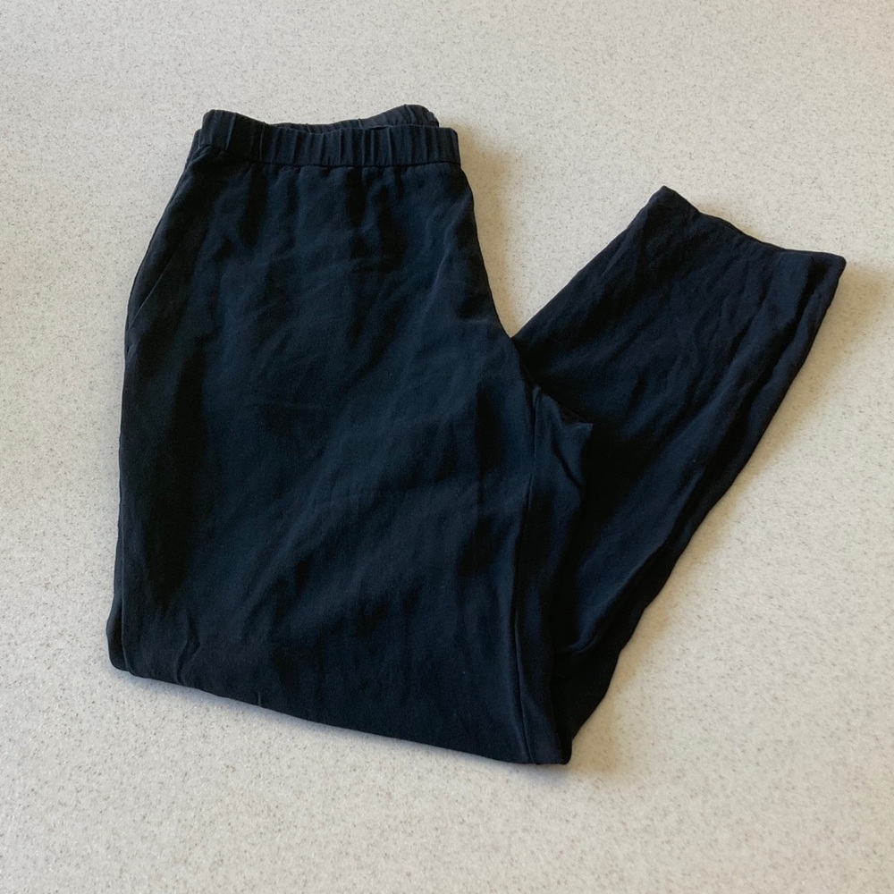 Eileen Fisher Black 100% Silk Pull-On Pants Women Size S/P